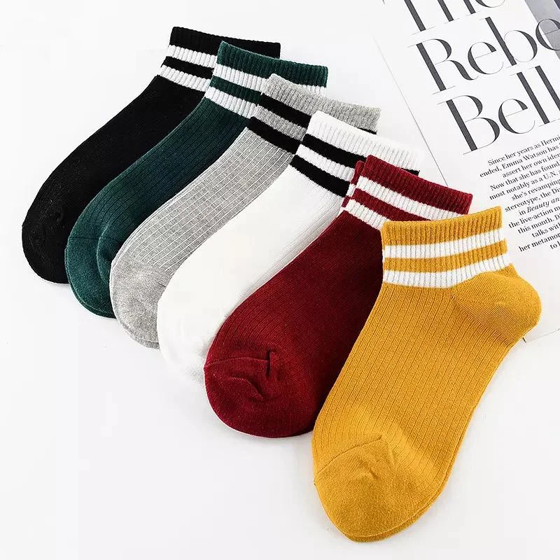 بي جي كي Unisex 6 Pairs Cotton Striped Booties Socks