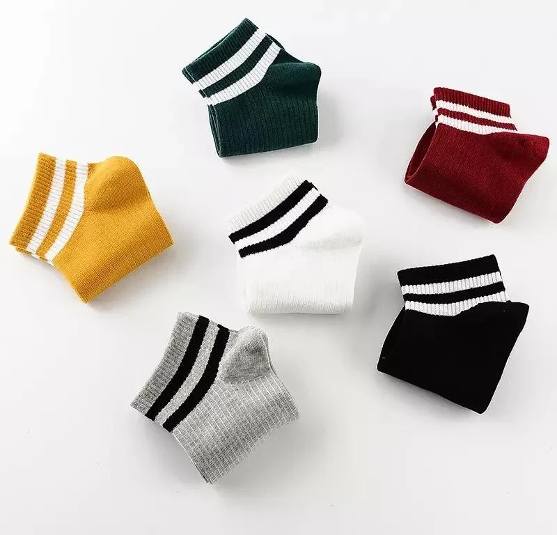 بي جي كي Unisex 6 Pairs Cotton Striped Booties Socks
