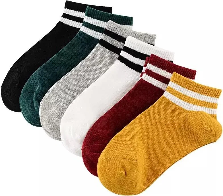 بي جي كي Unisex 6 Pairs Cotton Striped Booties Socks