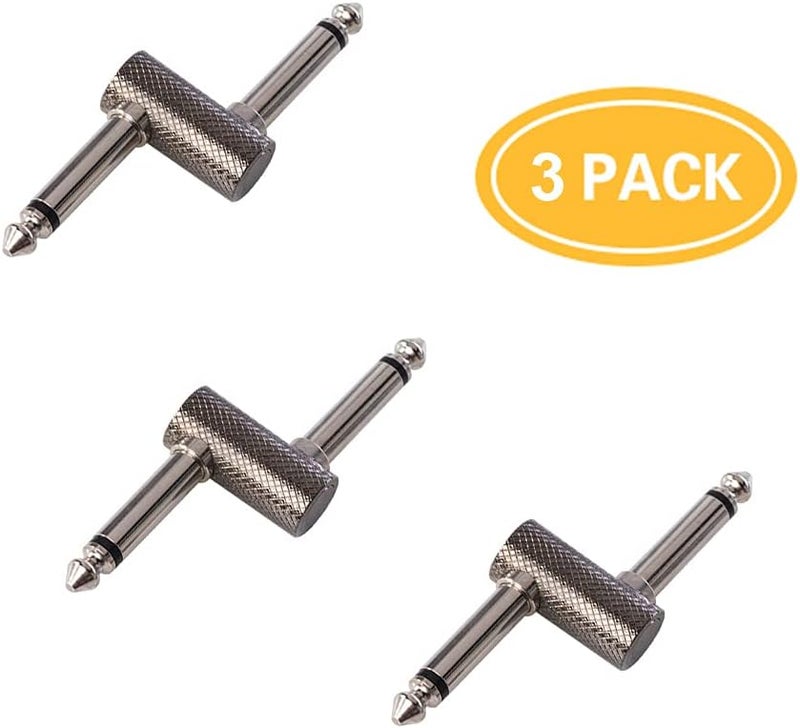 Rayzm Guitar Pedal Patch Connector, 6.35mm (1/4") Effect Couplers, Male to Male Offset Plug Adaptor for Pedal-Board Instead of Patch Cable, Pack of 3 - Image 5