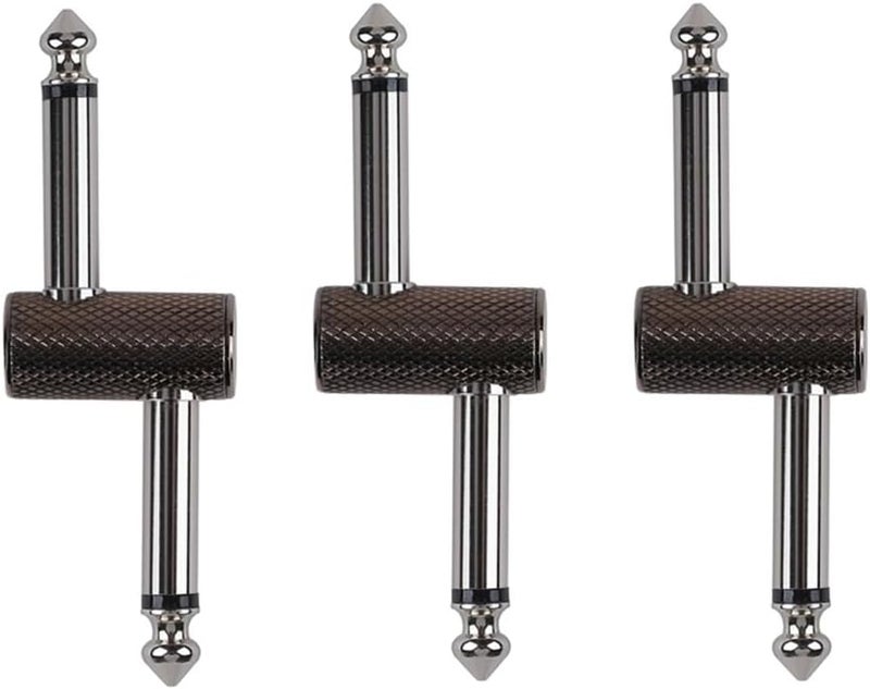 Rayzm Guitar Pedal Patch Connector, 6.35mm (1/4") Effect Couplers, Male to Male Offset Plug Adaptor for Pedal-Board Instead of Patch Cable, Pack of 3 - Image 1