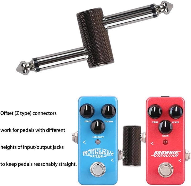 Rayzm Guitar Pedal Patch Connector, 6.35mm (1/4") Effect Couplers, Male to Male Offset Plug Adaptor for Pedal-Board Instead of Patch Cable, Pack of 3 - Image 3