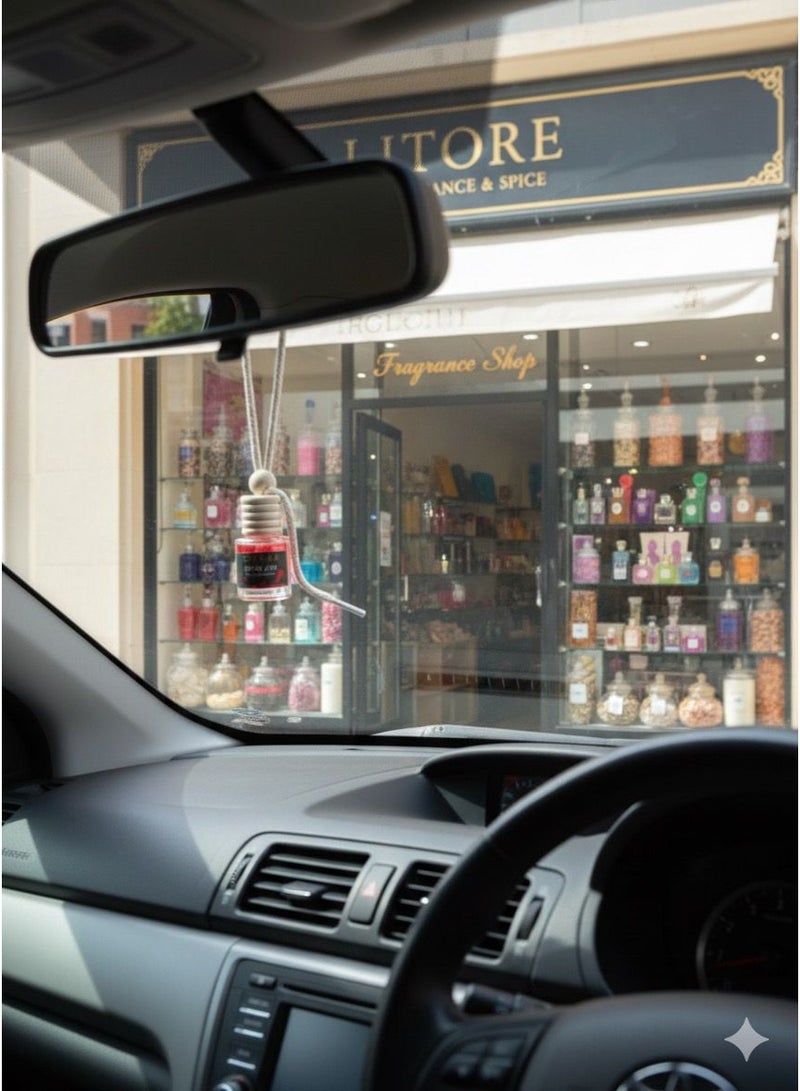 Litore Car Air Freshener 8 ml | Long-Lasting Hanging Diffuser with Essential Oils | Car Perfume for Odor Removal | Elegant Glass Bottle & Wooden Cap Design (Spice Joy) - Image 4