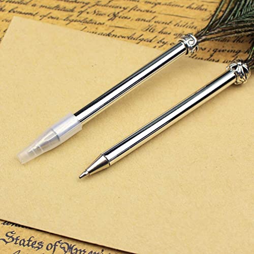 OPENDGO Peacock Feather Ballpoint Pen,Black Ink Vintage Feather Quill Refined Plated Rod Quill Ballpoint Pen For School Writing ▏Wedding Gift Signature Pen (1*Peacock Feather Pen) - Image 5
