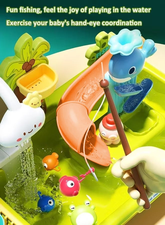 Vixplorn Electric Dishwasher Toy Set Dishwasher Toy Realistic Kitchen Toy Fishing Toy Vegetable Washing Sink Water Play Toy - Image 4