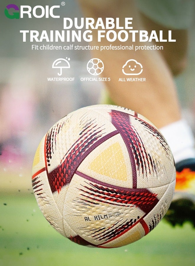 GROIC Soccer Ball Size 5，Football with Star Pattern Official Size Soccer Balls for Training,Playing,Waterproof Professional Outdoor Indoor and Match Balls - Image 2