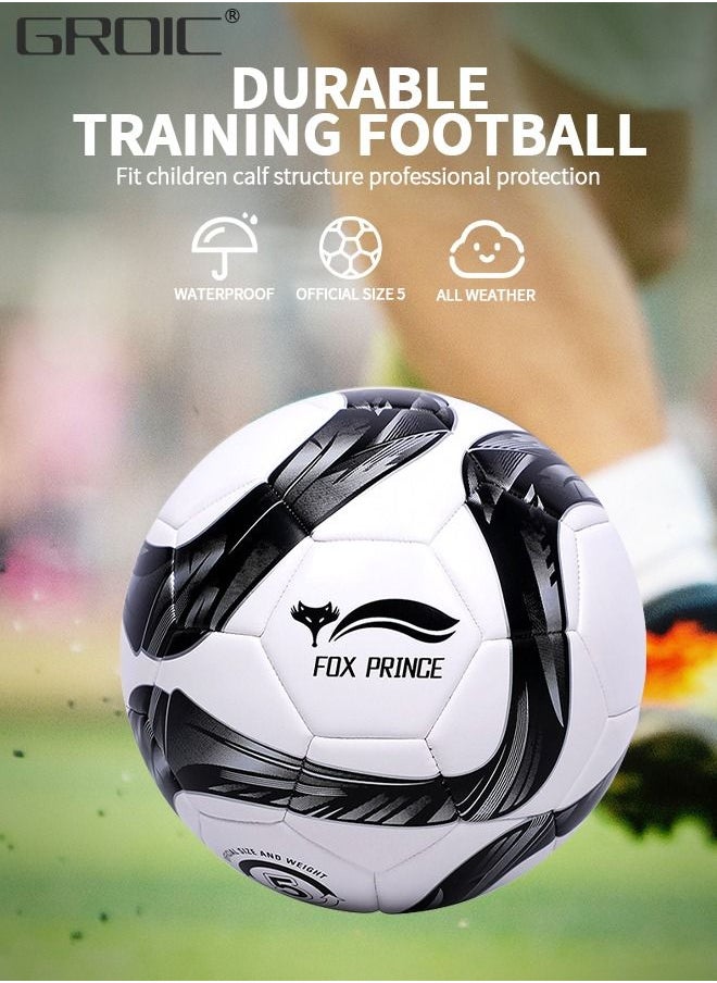 GROIC Soccer Ball Size 5，Football with Star Pattern Official Size Soccer Balls for Training,Playing,Waterproof Professional Outdoor Indoor and Match Balls  - Image 2