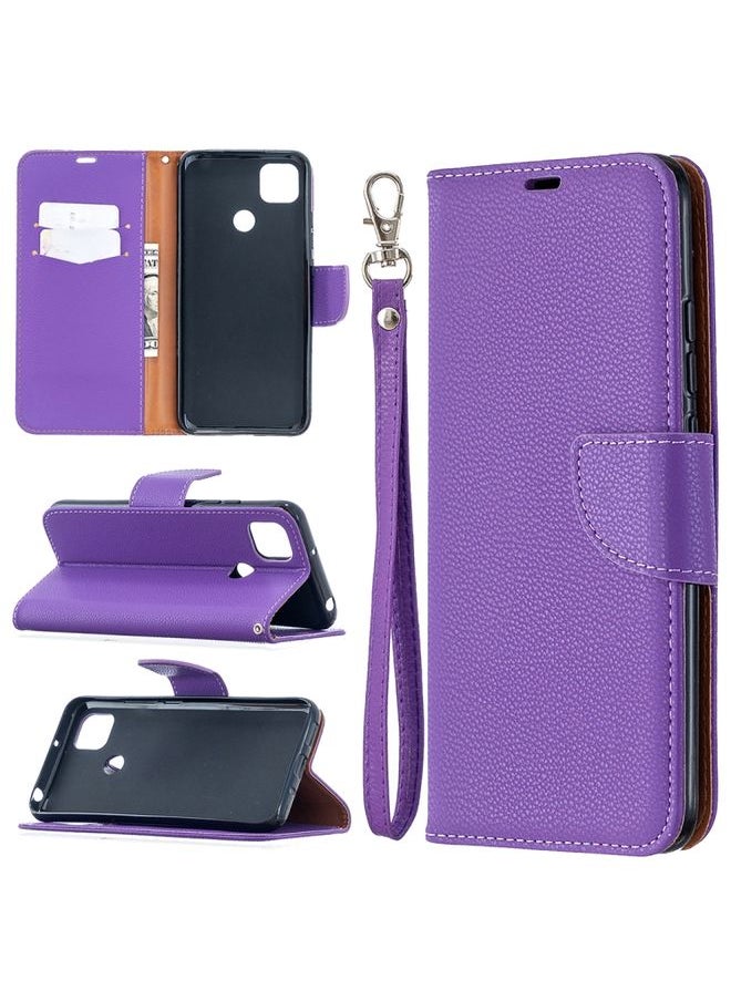 HuHa Case Cover For Xiaomi Redmi 9C Litchi Texture Pure Color Horizontal Flip PU Leather Case with Holder & Card Slots & Wallet & Lanyard Purple 