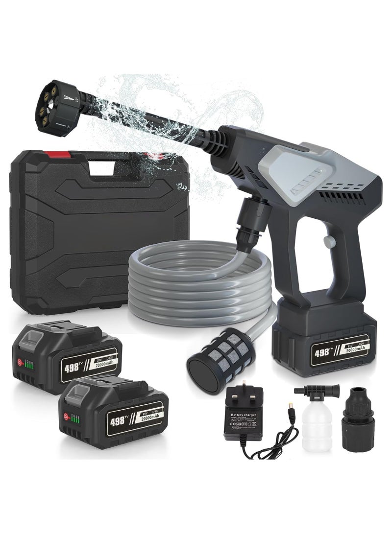 ZLH HITY غسالة ضغط لاسلكية، غسالة طاقة محمولة 6 في 1 للفناء والسيارة، غسالة ضغط تعمل بالبطارية مع بطاريتين 21 فولت لغسل السيارات/الأرضيات/تنظيف الحدائق والري - Image 1