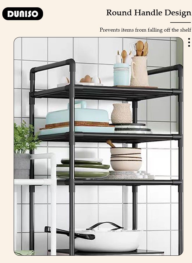 DUNISO 6-Tier Kitchen Storage Shelves, Metal Shelves for Storage Pantry Shelves with Rolling Wheels, Movable Multifunctional Storage Rack, Standing Shelf Rack for Kitchen Bedroom Laundry Closet  - Image 2