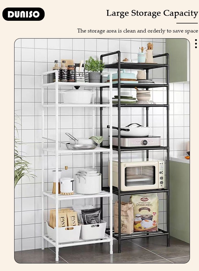 DUNISO 6-Tier Kitchen Storage Shelves, Metal Shelves for Storage Pantry Shelves with Rolling Wheels, Movable Multifunctional Storage Rack, Standing Shelf Rack for Kitchen Bedroom Laundry Closet  - Image 3