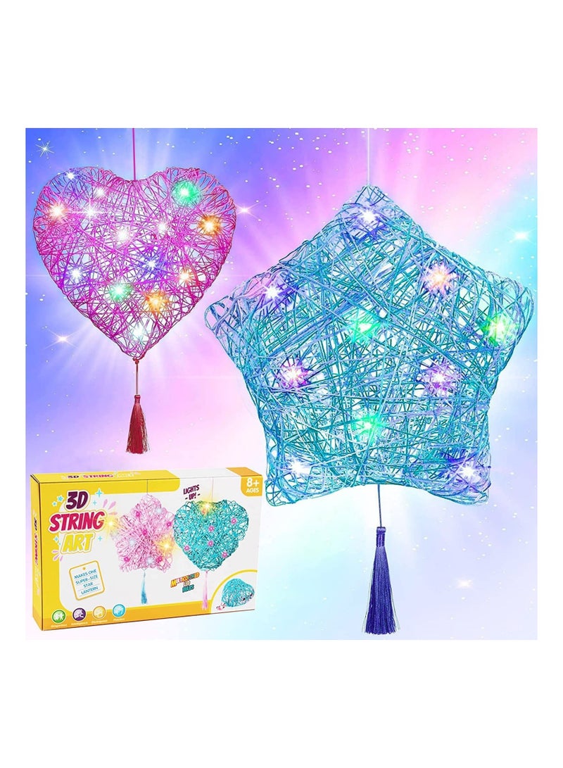 Y&D Toys for Girls and Boys, DIY Arts & Craft Kits Ages 8-12, 3D String Art Kit Kids, Makes a Light-Up Star Lantern with 20 Multi-Colored LED Bulbs, Gifts Teens 6 7 8 9 10 11 12 - Image 1