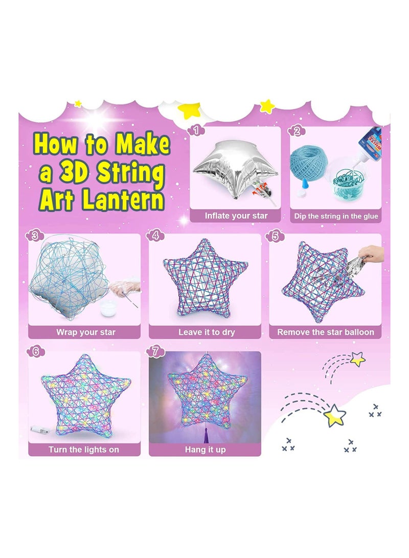 Y&D Toys for Girls and Boys, DIY Arts & Craft Kits Ages 8-12, 3D String Art Kit Kids, Makes a Light-Up Star Lantern with 20 Multi-Colored LED Bulbs, Gifts Teens 6 7 8 9 10 11 12 - Image 2