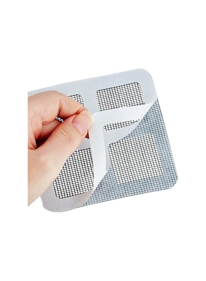 مجموعة من 10 قطع من مجموعة اصلاح زجاج الباب والنافذة، رقعة اصلاح شبكية، رقع شاشة بديلة ذاتية اللصق لاصلاح الثقوب والتمزقات، 10 سم × 10 سم، شبكة متينة ومقاومة للطقس - Image 1