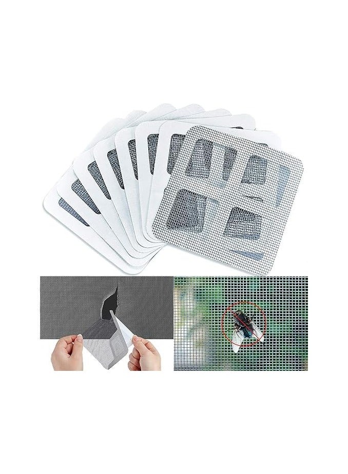 مجموعة من 10 قطع من مجموعة اصلاح زجاج الباب والنافذة، رقعة اصلاح شبكية، رقع شاشة بديلة ذاتية اللصق لاصلاح الثقوب والتمزقات، 10 سم × 10 سم، شبكة متينة ومقاومة للطقس - Image 2