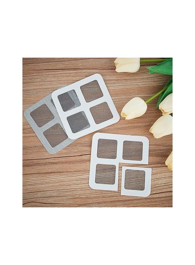 مجموعة من 10 قطع من مجموعة اصلاح زجاج الباب والنافذة، رقعة اصلاح شبكية، رقع شاشة بديلة ذاتية اللصق لاصلاح الثقوب والتمزقات، 10 سم × 10 سم، شبكة متينة ومقاومة للطقس - Image 4