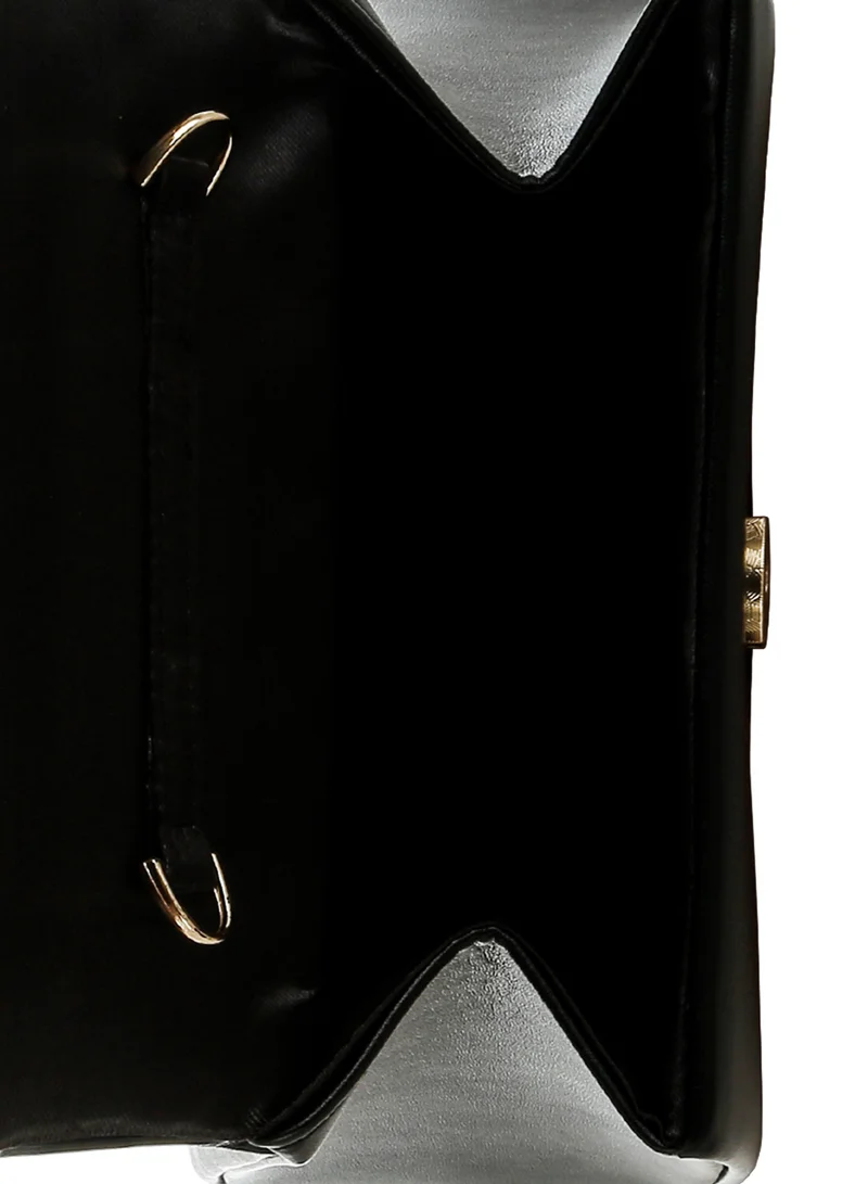 London Rag Pearl Top-Handle Diamante Brooch Bag in Black