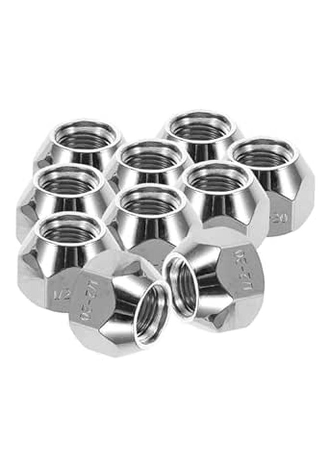 10 Pcs 1/2 20 Open End Lug Nuts Silver For Trailer And Boat Wheels - Image 1