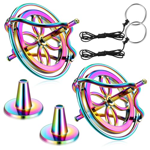 meekoo 2 Packs Gyroscope Toys Metal Anti Gravity Colorful Precision Top Gyroscope for Christmas Educational Birthday GiftsColorful - Image 1