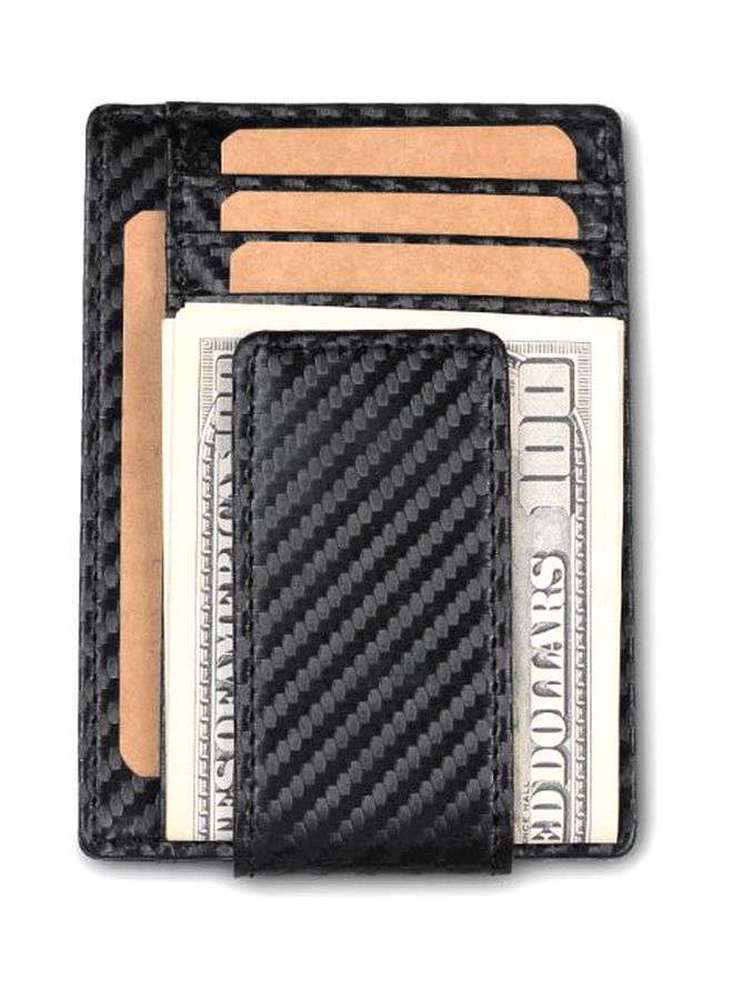 NIBEMINENT RFID Leather Dollar Clip Men Wallet Black - Image 5