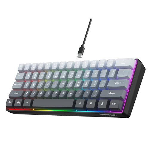 Snpurdiri 60% Wired Gaming Keyboard, 61 Keys RGB Backlit Ultra-Compact Small Gaming Keyboard, for PC/Mac Gamer, Typist, Travel, Easy to Carry on Business Trip (Grey-Black) - Image 1