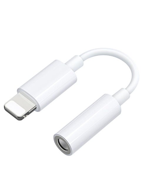 Lightning to 3.5mm Headphone Jack Adapter – Supports iPhone 7 to 14 Series – High-Fidelity Audio & Voice Control – Durable Aluminum Shell – Compatible with Music, Calls, Gaming – White