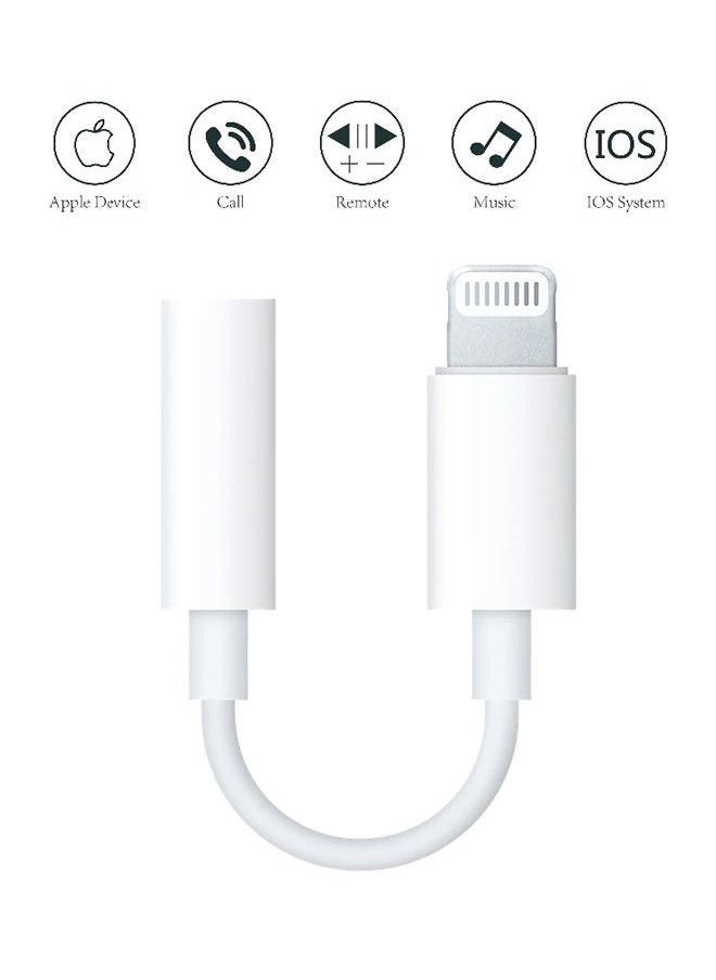 Generic - Lightning to 3.5mm Headphone Jack Adapter – Supports iPhone 7 to 14 Series – High-Fidelity Audio & Voice Control – Durable Aluminum Shell – Compatible with Music, Calls, Gaming – White - Image 1