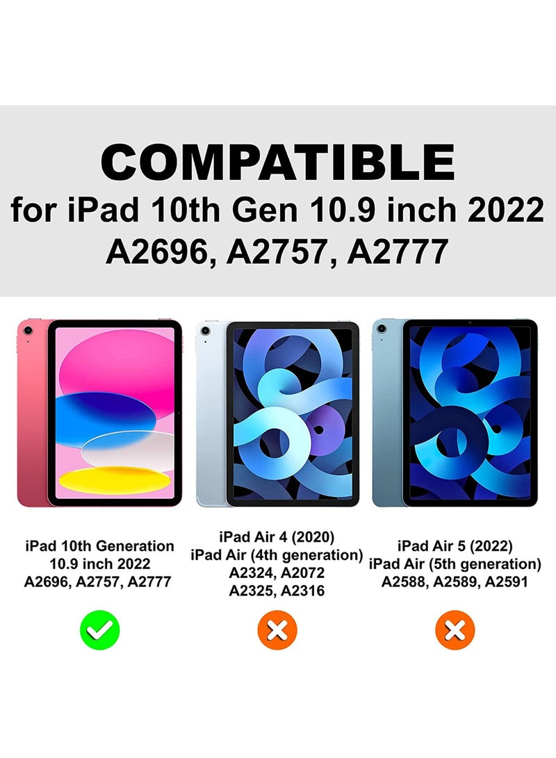 Rock Pow Case for iPad 10th Generation 10.9 Inch 2022 Built-in Pencil Holder Flexible Back Cover, Trifold Stand, Auto Sleep Wake Rebound - Image 2