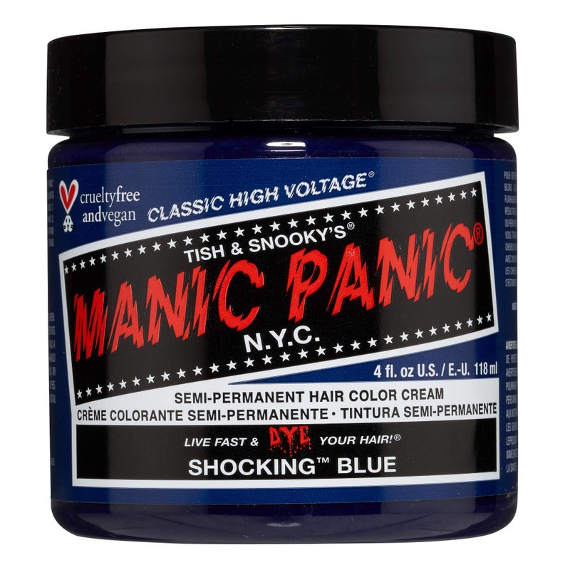 MANIC PANIC Classic Shocking Blue Semi Permanent Hair Color - Dark Cobalt Blue Hair Dye for Women & Men That Lasts 4-6 Weeks - Vegan, Ammonia & Cruelty-Free - Create & Mix Custom Shades (4oz) - Image 1