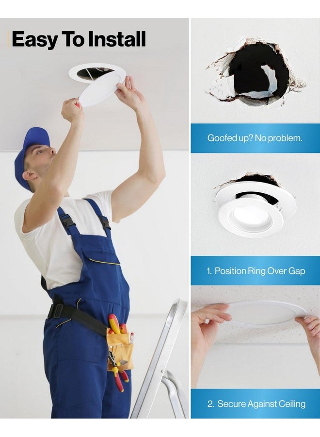 Sunco Lighting Sunco 6 Pack Goof Rings for 6 Inch Recessed Lights White Can Light Goof Trim Ring, Outer Diameter 8.6-inch, Inner Diameter 6.2-inch, Durable Plastic Design, Matte Finish, Flush Mount  - Image 2