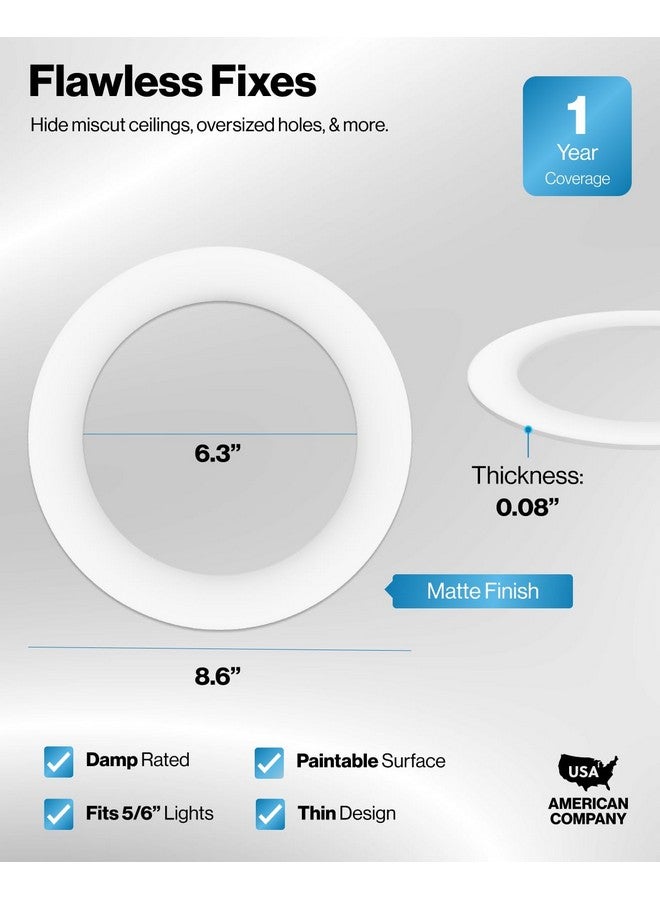 Sunco Lighting Sunco 6 Pack Goof Rings for 6 Inch Recessed Lights White Can Light Goof Trim Ring, Outer Diameter 8.6-inch, Inner Diameter 6.2-inch, Durable Plastic Design, Matte Finish, Flush Mount  - Image 1