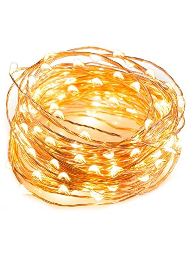 USB Warm White Copper Wire Fairy Lights - 10 Meters 100 LEDs String Lights for Bedroom Home Decor & PartyUSB Warm White Copper Wire Fairy Lights - 10 Meters 100 LEDs String Lights for Bedroom Home Decor & Party - Image 1