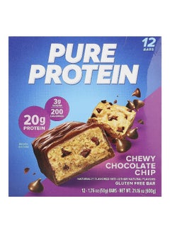 Pure Protein Pure Protein, Gluten Free Bar, Chewy Chocolate Chip, 12 Bars, 1.76 oz (50 g) Each  - Image 1