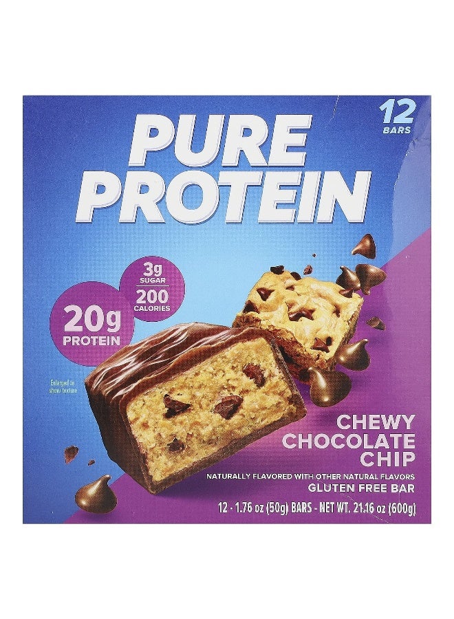 Pure Protein Pure Protein, Gluten Free Bar, Chewy Chocolate Chip, 12 Bars, 1.76 oz (50 g) Each  - Image 1
