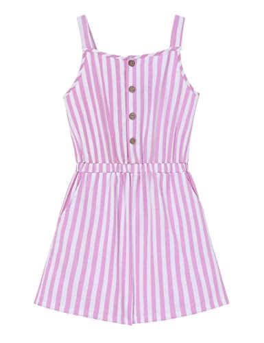 LIONJIE Kids Toddler Girls Sleeveless Halter Button Down Bowknot Strap Romper Jumpsuit with Side Pockets - Image 2