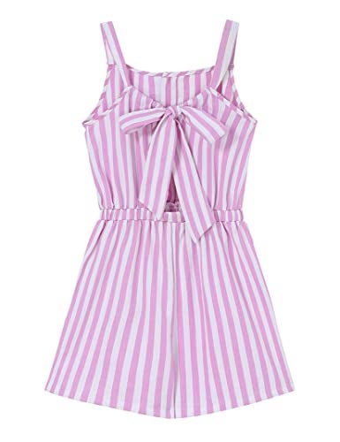 LIONJIE Kids Toddler Girls Sleeveless Halter Button Down Bowknot Strap Romper Jumpsuit with Side Pockets - Image 1
