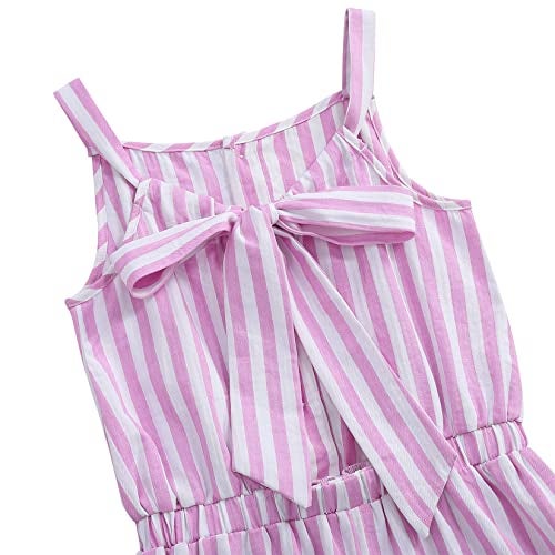 LIONJIE Kids Toddler Girls Sleeveless Halter Button Down Bowknot Strap Romper Jumpsuit with Side Pockets - Image 5
