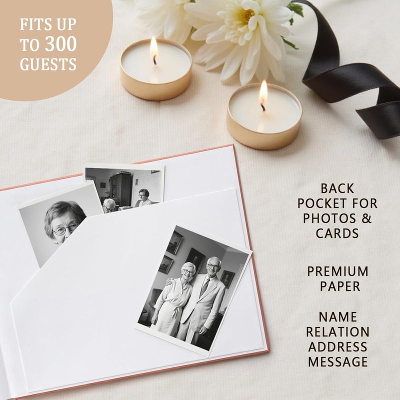 Sumheart Funeral Guest Book - Celebration of Life Guest Book with Rollerball Pen for Memorial Service - Funeral Memory Sign in Books for Over 300+ Guests - Funeral Decorations with In Loving Memory Table Sign - Image 4