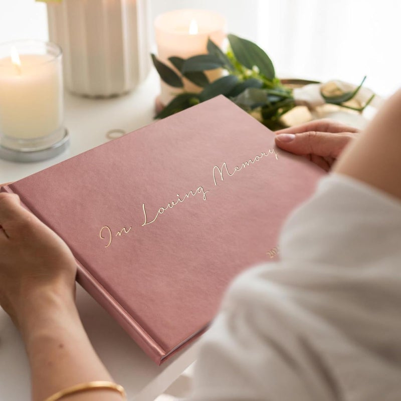 Sumheart Funeral Guest Book - Celebration of Life Guest Book with Rollerball Pen for Memorial Service - Funeral Memory Sign in Books for Over 300+ Guests - Funeral Decorations with In Loving Memory Table Sign - Image 3