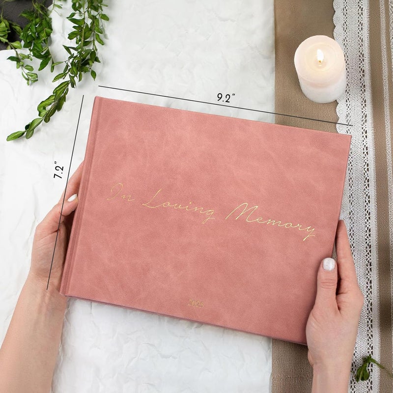 Sumheart Funeral Guest Book - Celebration of Life Guest Book with Rollerball Pen for Memorial Service - Funeral Memory Sign in Books for Over 300+ Guests - Funeral Decorations with In Loving Memory Table Sign - Image 5