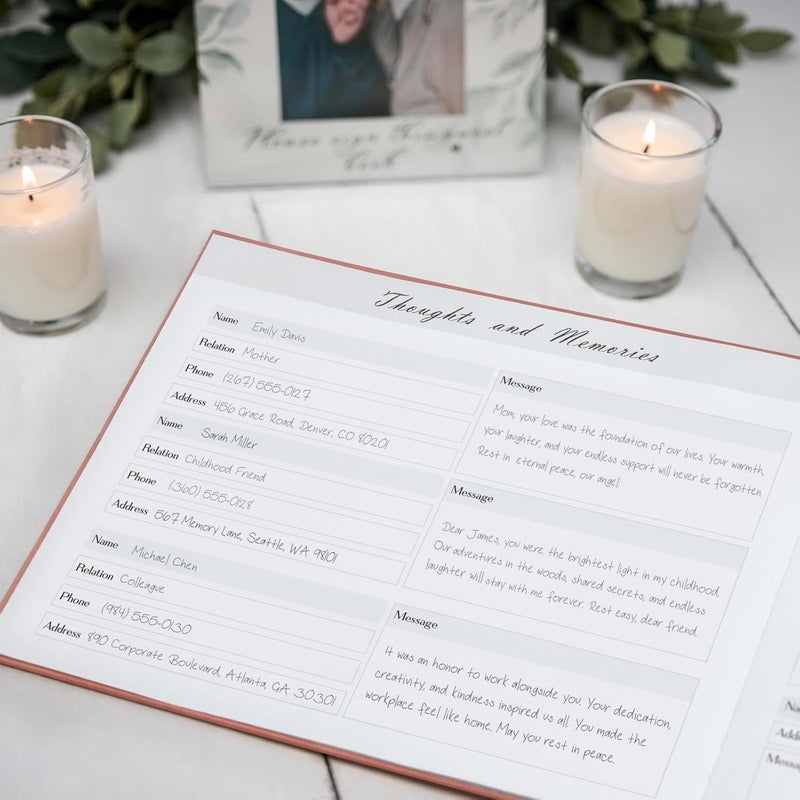 Sumheart Funeral Guest Book - Celebration of Life Guest Book with Rollerball Pen for Memorial Service - Funeral Memory Sign in Books for Over 300+ Guests - Funeral Decorations with In Loving Memory Table Sign - Image 2