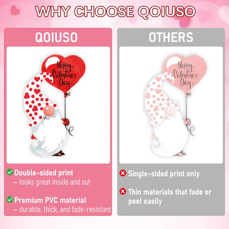 QOIUSO 9 Sheets Valentines Day Window Clings Decor: Double-Sided Gnome Window Stickers, Cute Heart & Love Static Cling Decals, Reusable Valentine Decorations for Home School Office Party and Store - Image 5