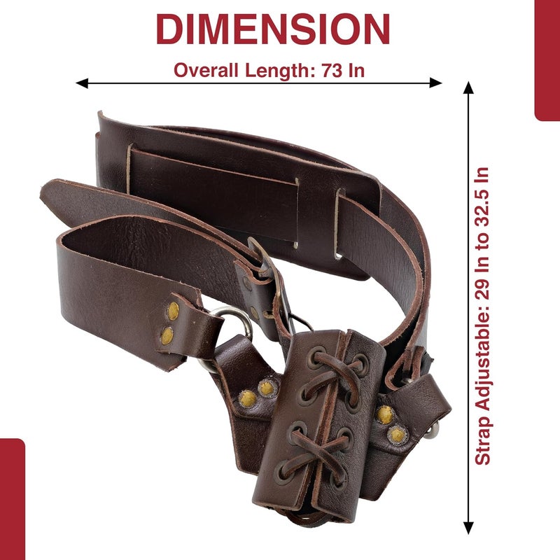 Armory Replicas ™ Genuine Leather Baldric Belt – Adjustable Shoulder Strap for Long Swords & Claymores with Brass Rivets and Buckles - Image 2