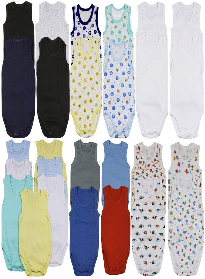 ToBeInStyle Baby Boys' 4 Pack Tank Top One-Piece Bodysuit - Assorted Colors and Prints - 6-9 Months - Image 1