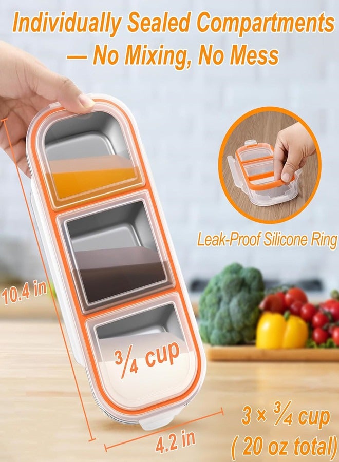 أوساويك وعاء الوجبات الخفيفة من الفولاذ المقاوم للصدأ للأطفال والبالغين -صندوق بينتو معدن مقاوم للبصق مع 3 مقصورة -وعاء قابل للغداء للرعاية النهارية، المدرسة، العمل، السفر -صندوق وجبات بينتو الخفيفة قابل للتجميع - Image 3