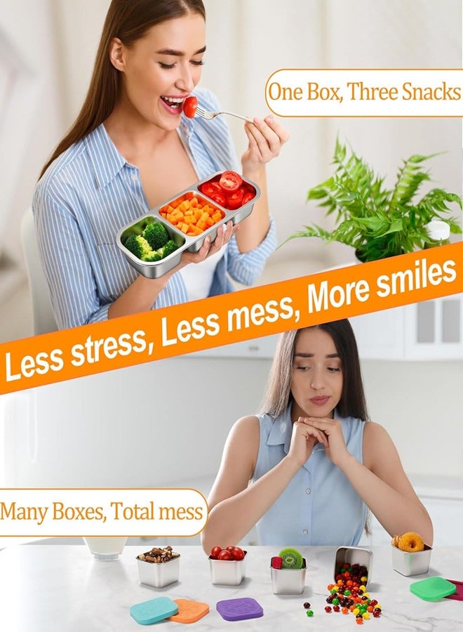 أوساويك وعاء الوجبات الخفيفة من الفولاذ المقاوم للصدأ للأطفال والبالغين -صندوق بينتو معدن مقاوم للبصق مع 3 مقصورة -وعاء قابل للغداء للرعاية النهارية، المدرسة، العمل، السفر -صندوق وجبات بينتو الخفيفة قابل للتجميع - Image 4