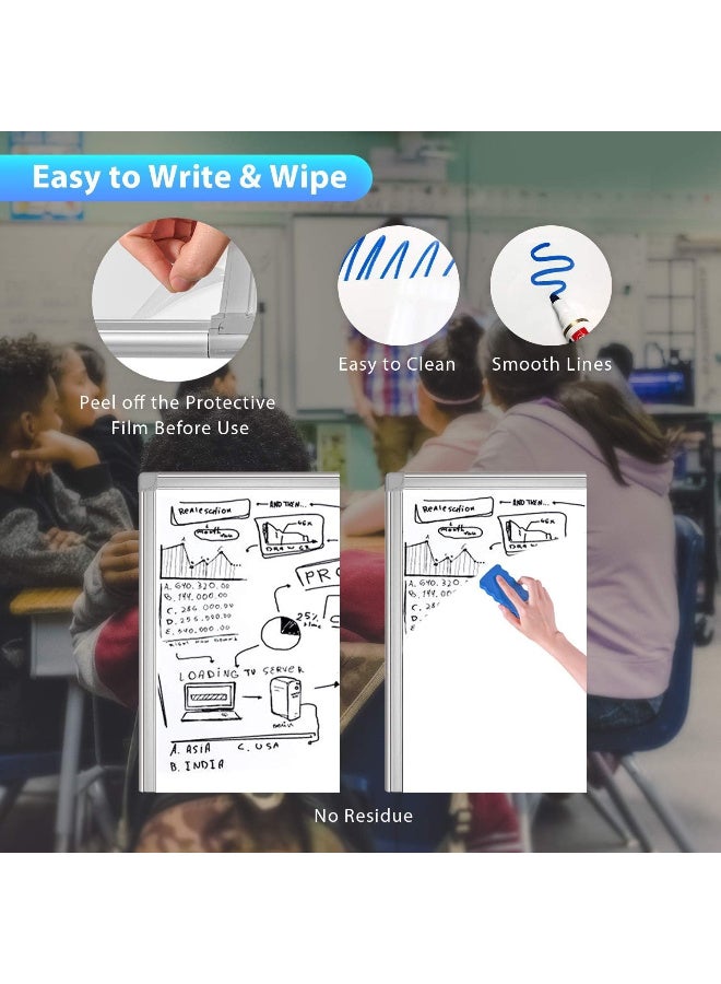عالية الجودة سبورة بيضاء متنقلة، حامل مغناطيسي قابل للمسح الجاف مقاس 90×60 سم، حامل رسم بياني مع ارتفاع قابل للتعديل، مناسب للمكتب والمنزل والفصول الدراسية - Image 4