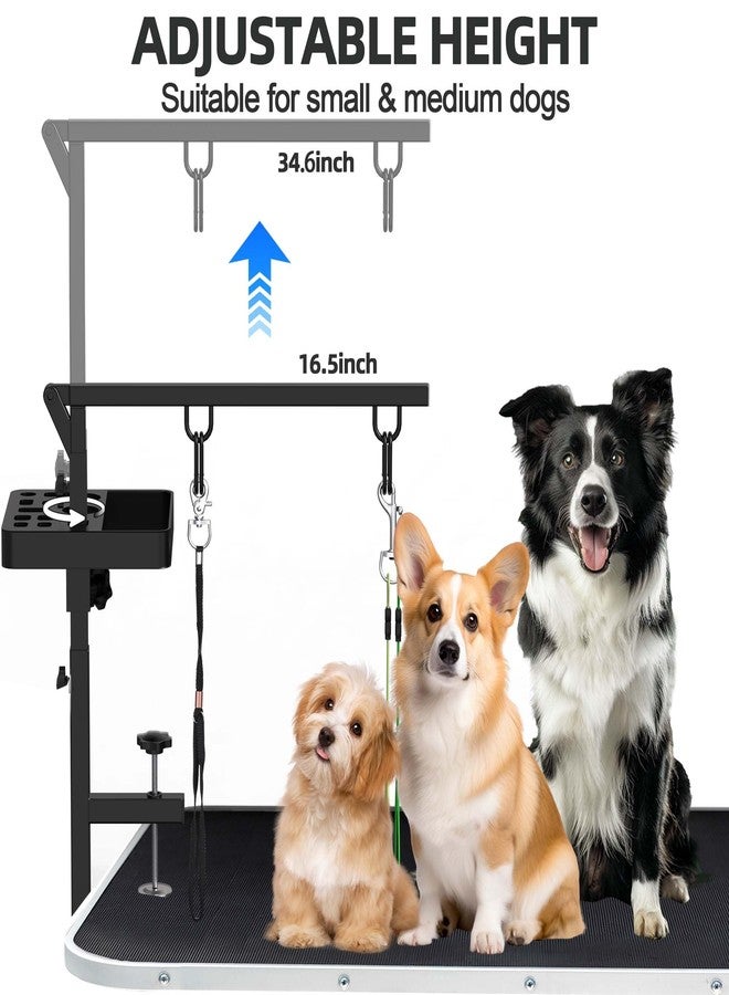 Alytree Dog Grooming Arm with Tray, 38" Pet Grooming Table Arm with Adjustable No Sit Haunch Holders, Pet Grooming Stand with Clamp for Small & Medium Pets - Image 3