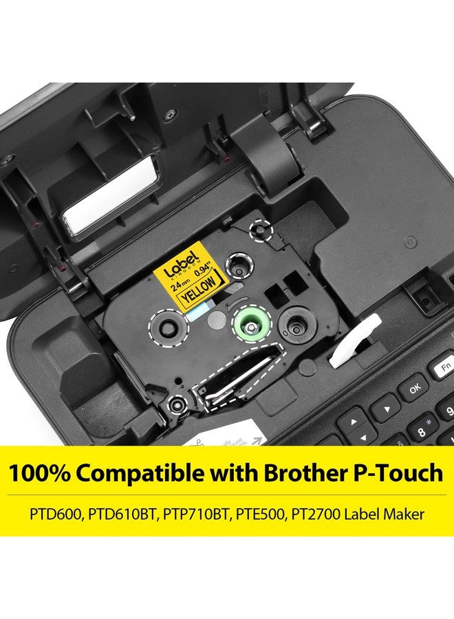 Label KINGDOM Compatible Label Tape Replacement for P-Touch TZe-651 TZe651 TZ651 TZ-651 Label Tape, Black on Yellow, 24mm x 8m, 0.94 Inch x 26.2 Feet, Work with PT-D600 PT-D600VP Label Maker, 3-Pack - Image 2