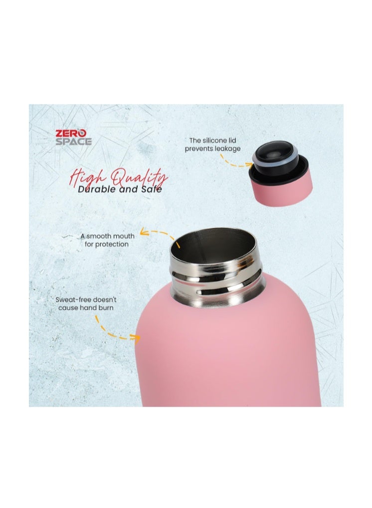 ZeroSpace Stainless Steel Water Bottle, 750ml Insulated Water Bottle for Kids School, Double Wall Water Thermos Flask for Hot & Cold Drinks, Sports Hot Water Bottle (Pink) - Image 3